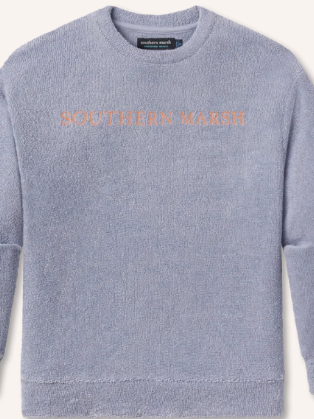 Southern Marsh Powder Blue Crewneck with Peach Logo